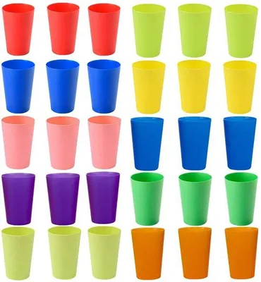 Image de Lot de gobelets en plastique - Assortiment coloré de 30 gobelets de 260 ml pour les enfants et les fêtes