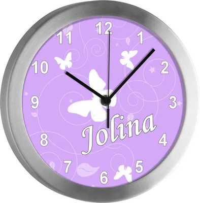Produktbild von Kinderzimmer Funkwanduhr, Funkuhr Wanduhr Kinder, Schmetterling flieder 25 cm
