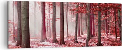 Produktbild von Bild auf Leinwand - Leinwandbild - Einteilig - Wald Rot Bäume - 140x50cm - Wand Bild - Wanddeko - Wandbilder - Leinwanddruck - Bilder - Wanddekoration - Leinwand bilder - Wandbild - AB140x50-4944