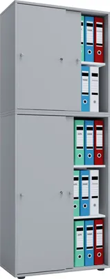 Produktbild von VCM Büroschrank mit 5 Fächern | moderner Aktenschrank mit Schiebetüren und Schloss | Maße ca. B. 70 x H. 184 x T. 37 cm – Lona 5-Fach abschließbar