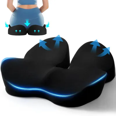 Produktbild von Ergonomisches Sitzkissen für Bürostühle, Druckentlastung, Linderung von Ischiasbeschwerden und Schmerzen, Memory-Schaum für langes Sitzen.