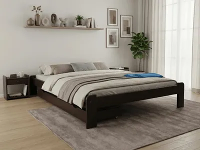 Produktbild von ADA-Bett 160 x 200 cm, Walnussholz. Matratze: ohne Matratze, Lattenrost: ohne Lattenrost.