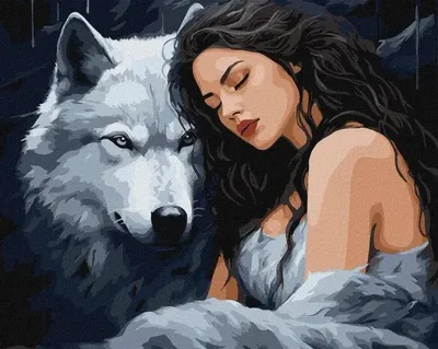 Produktbild von Malen nach Zahlen – Unter dem Schutz des Wolfes 40 x 50 cm – Ideyka