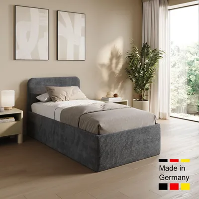 Produktbild von Home Collective Polsterbett 100x200 cm Doppelbett Bett mit verstellbarem Lattenrost & Stauraum, viele Größen verfügbar | Kordstoff Anthrazit
