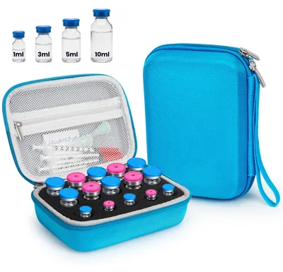 Peptidebox 15 Fächer für Fläschchen 3-10 ml, blau