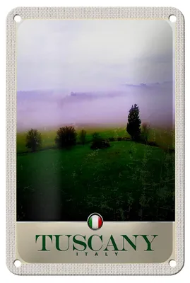Produktbild von Blechschild Reise 12x18cm Toskana Italien Berge Wiese Natur Schild