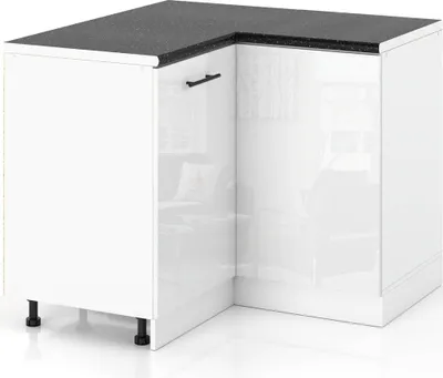 Zdjęcie produktu dla Szafka Kuchenna Stojąca Z Blatem Narożna 90X90Cm Spremium Biały Połysk