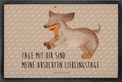 Produktbild von Mr. & Mrs. Panda Türvorleger Hund Dackel 40 x 60 cm - Hundeglück - Geschenk, fußmatte, Hunde, Sprüche, Gummi-Fußmatte, Outdoor-Matte, Schmutzfangmatte, Schmutzmatte, Herz