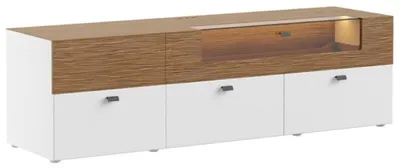 Immagine prodotto di Casa Padrino mobile TV marrone / bianco 180 x 48 x h. 55 cm - Mobile TV in legno massiccio illuminato con cassetti - Mobili da soggiorno moderni