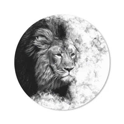 Produktbild von MuchoWow® Mauspad Mousepad Löwe - Rauch - Tiere - Schwarz - Weiß 20x20 cm - Mousepads - Maus Mat - Pad - Mausunterlage - Schreibtischmatte