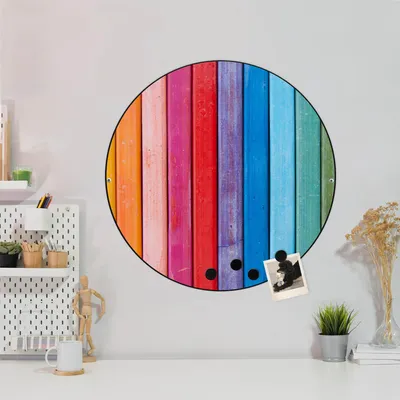 Produktbild von Design Stahlmagnettafel Schwarz Rund 47cm Regenbogenfarben
