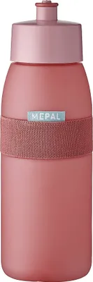 Image de Gourde de sport - 500 ml - H 22,5 cm - rose - plastique - avec élastique