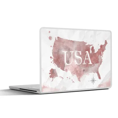 Produktbild von MuchoWow® Laptop Aufkleber Sticker Cover Karte - Amerika - Aquarell 32.5x23.5 cm - Sticker für Laptop - Selbstklebend
