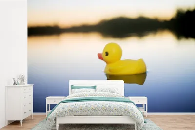 Produktbild von MuchoWow® Fototapete für Wohnzimmer oder Schlafzimmer Wandtapete Vinyl Motivtapete Gummi-Ente - Gelb - Wasser - 330x220 cm - Fototapeten