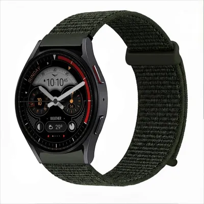 Produktbild von Smartwatch Armband für Samsung Galaxy Watch3 45mm Nylon Textil Band Ersatzband Wechselband Klettverschluss flexibel atmungsaktiv Grün Oliv
