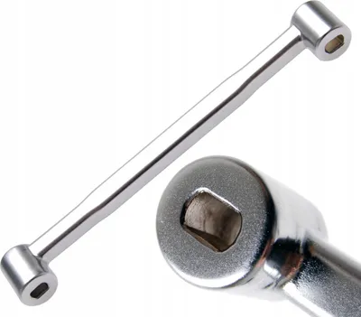 A close-up, studio shot of a silver-colored tool against a white background.