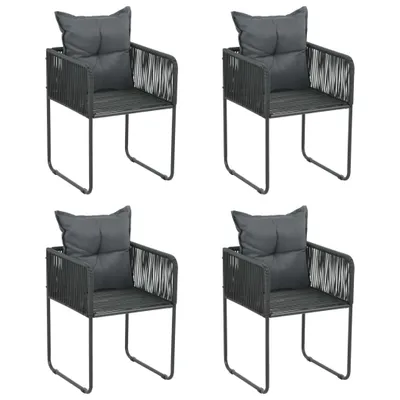 Produktbild von Gartenstühle 4 Stk. mit Kissen Poly Rattan Schwarz , Gartenstühle Design 2024