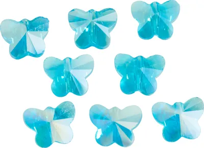 Produktbild von Glasschliffperlen Schmetterlinge, 8 Stück Türkis