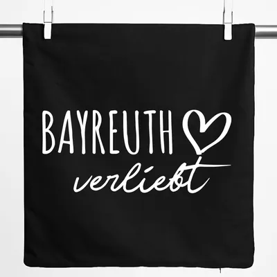 Produktbild von Huuraa Kissenbezug Bayreuth verliebt 40x40cm Black Baumwolle Dekokissenbezug Geschenkidee