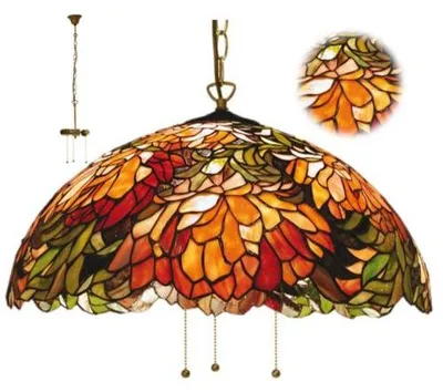 Immagine prodotto di Lampadario Tiffany PREMIUM con vetrate artistiche ATMOSPHERE Ø50 con 3 catene
