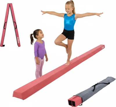 Produktbild von Schwebebalken 240 cm klappbar auf 120 cm Turnbalken inkl. Tragetasche Balancierbalken Pink