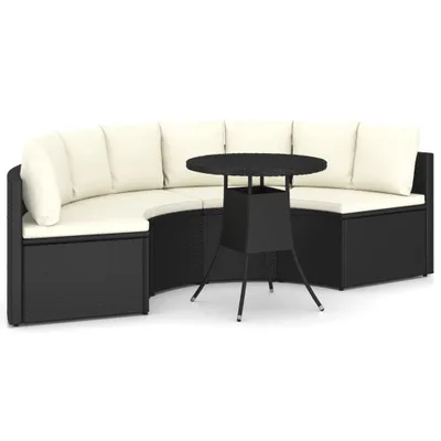 Produktbild von 5-tlg. Garten-Sofagarnitur mit Auflagen Poly Rattan Schwarz