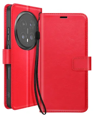 Image de Mayaxess, étui portefeuille avec dragonne et support pour Honor Magic 8 Pro, rouge