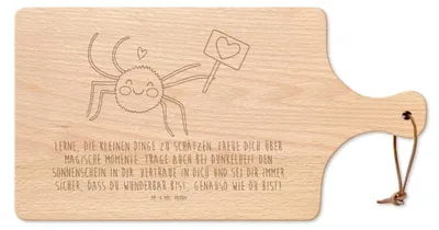 Produktbild von Mr. & Mrs. Panda Holzbrett Spinne Agathe Motivation - Transparent - Geschenk, Liebe, Hackbrett, Dankeschön, schneidebrettchen, Glück, Frühstücksbrettchen, Schneidebrett