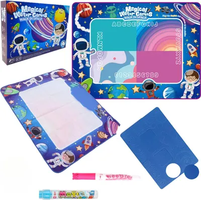 Produktbild von Wassermatte für Kinder, Weltraumthema, zum Bemalen, Set mit Markern