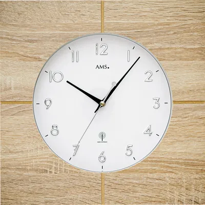 Produktbild von AMS 5545 Wanduhr Funk Funkwanduhr analog Sonoma-Optik eckig