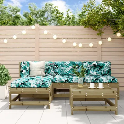Produktbild von [Home] 5-tlg. Garten-Lounge-Set mit Kissen Imprägniertes Kiefernholz , Neue Mode 2024 im häuslichen Leben