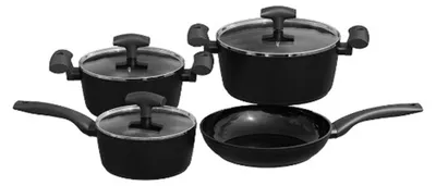 Produktbild von 7-teiliges Kochgeschirr-Set mit Keramik-Antihaftbeschichtung ø16 cm/ø20 cm/ø24 cm/ø24 cm - Schwarz