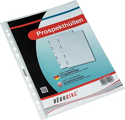 Produktbild von Büroring Prospekthülle A4, 110my, PP-Folie, glasklar, oben offen