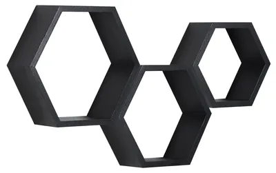 Obrázek produktu pro Omgoods – Sada tří hexagonálních dřevěných nástěnných polic pro dekoraci