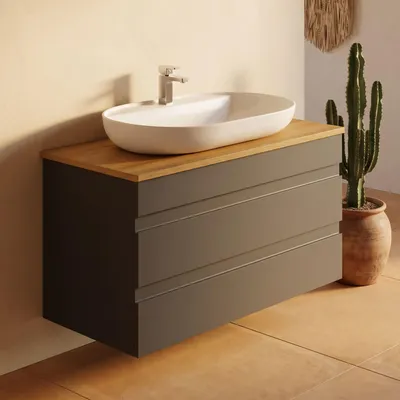 Produktbild von Waschtisch-Set Lara | Waschbecken mit Unterschrank 100 cm | Konsolenwaschtisch