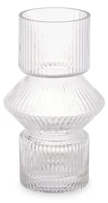 Obrázok produktu pre Rýhovaná sklenená váza, 9,5 x 16,5 cm