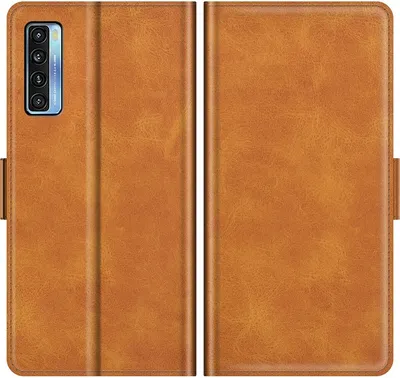Produktbild von Mobigear Slim Magnet  TCL 20 5G Hülle Klapphülle Geldbörse - Cognac