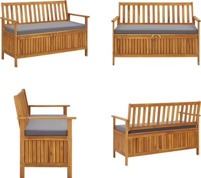 Zdjęcie produktu dla vidaXL Ławka ogrodowa ze schowkiem 120 cm z litego drewna akacjowego - Ławka - Ławki - Ławki korytarzowe - Ławki korytarzowe