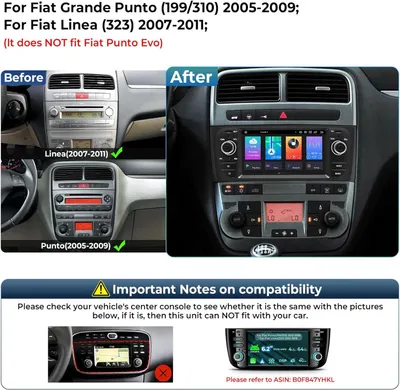 Productafbeelding van Autoradio – 6.2 Inch Android 14.0 – Draadloze CarPlay & Android Auto – Bluetooth 5.0 – WiFi – GPS – Geschikt Voor Fiat