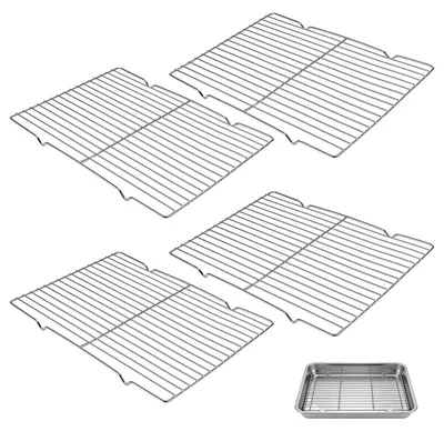 Kühlgitter-Set 4er, Edelstahl, 29,5x22x1,5 cm, Back- und Grillroste