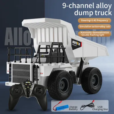 Produktbild von 1:24 RC Alloy Engineering Vehicle 9-Kanal-Simulationsbagger Dump Truck Modell 668 legierte Kipplaster
