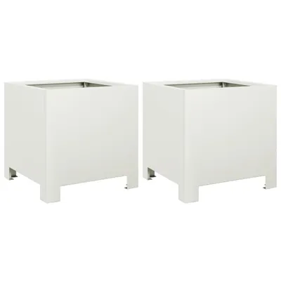 Produktbild von vidaXL Pflanzkübel 2 Stk. Weiß 30x30x30 Stahl