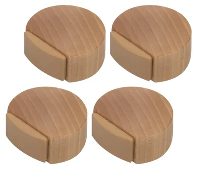 Image de Butées de porte autocollantes en bois pour parquets (hêtre naturel) – Discretes et élégantes – Lot de 4