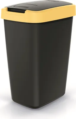 Produktbild von Abfallbehälter 12l mit Deckel KEDEN COMPACTA Q schwarz mit gelbem Rand