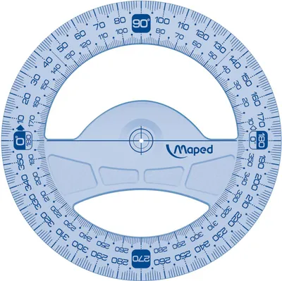 Zdjęcie produktu dla Mapowany kątomierz geometryczny 360 stopni, 120 mm, wykonany z tworzywa sztucznego