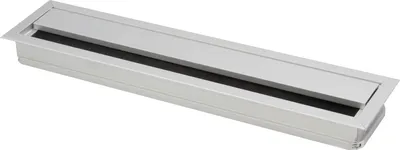 Produktbild von Kabeldurchgang eckig Kabeldurchlass mit Schutzbürste, 350x70x25mm, Alu eloxiert