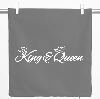 Produktbild von Huuraa Kissenbezug King & Queen Krone 40x40cm Steel Grey Baumwolle Dekokissenbezug Geschenkidee