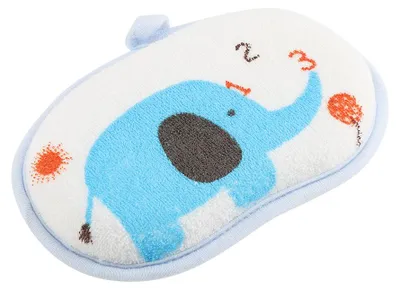 Productafbeelding van Schattig olifantjesmotief, babybadborstel van katoen, douche spons, voor het wassen en scrubben, accessoires (blauw)