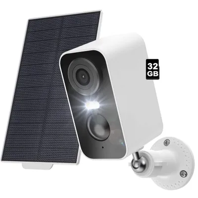 Produktbild von 2K Überwachungskamera Aussen Akku Solar 5200mAh Akku Kamera Überwachung Aussen WLAN PIR-Personenerkennung 10M Nachtsicht 32GB