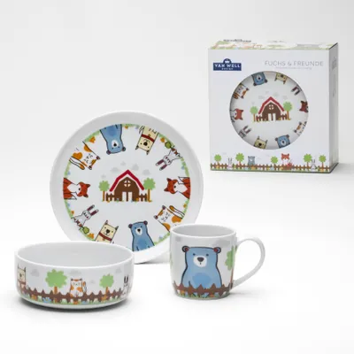 Produktbild von Van Well Kindergeschirr-Set Fuchs und Freunde 3-teilig